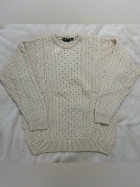 Orvis Men’s Wool Fisherman Knit Sweater Made in Ireland SZ XL